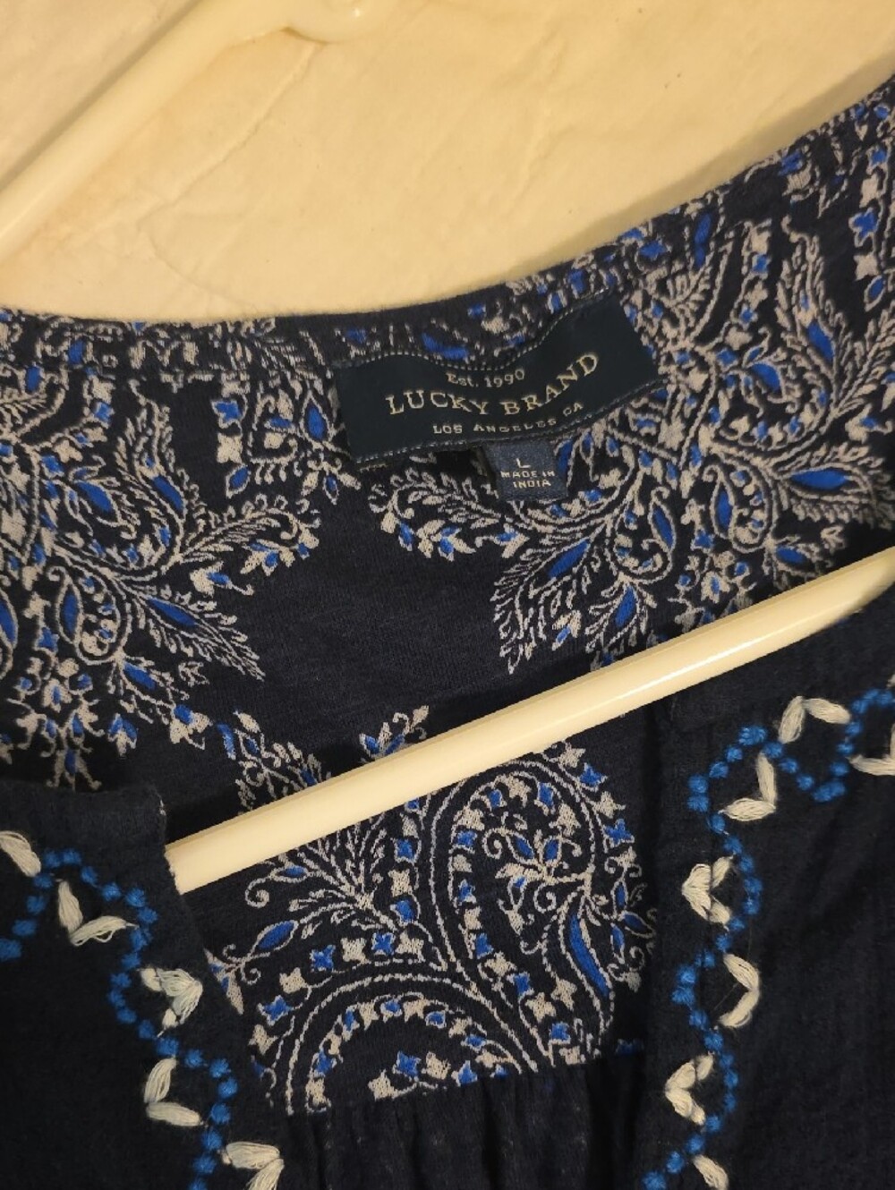 Lucky Brand Navy Paisley-Trim Sleeveless Camisole - Picture 3 of 4